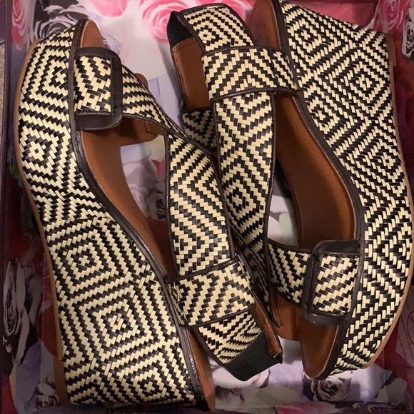 Lucky Brand Koko Leather Platform Wedge Sandals Size 8 - Picture 3 of 6